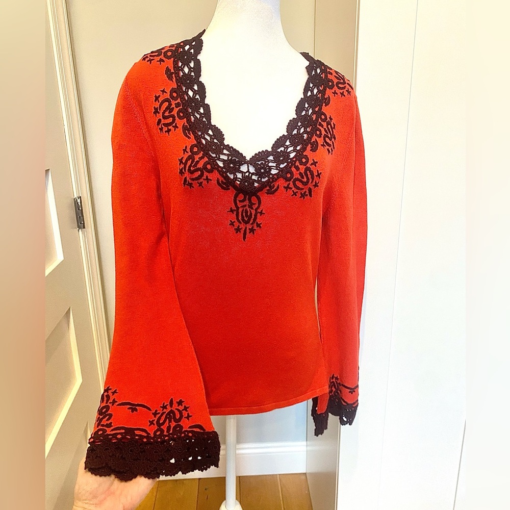 BCBGMAXAZRIA super rare Y2K vintage embroidered long sleeve blouse - Picture 1 of 10